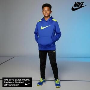 Nike Boys' Large Blue and Neon Green Hoodie